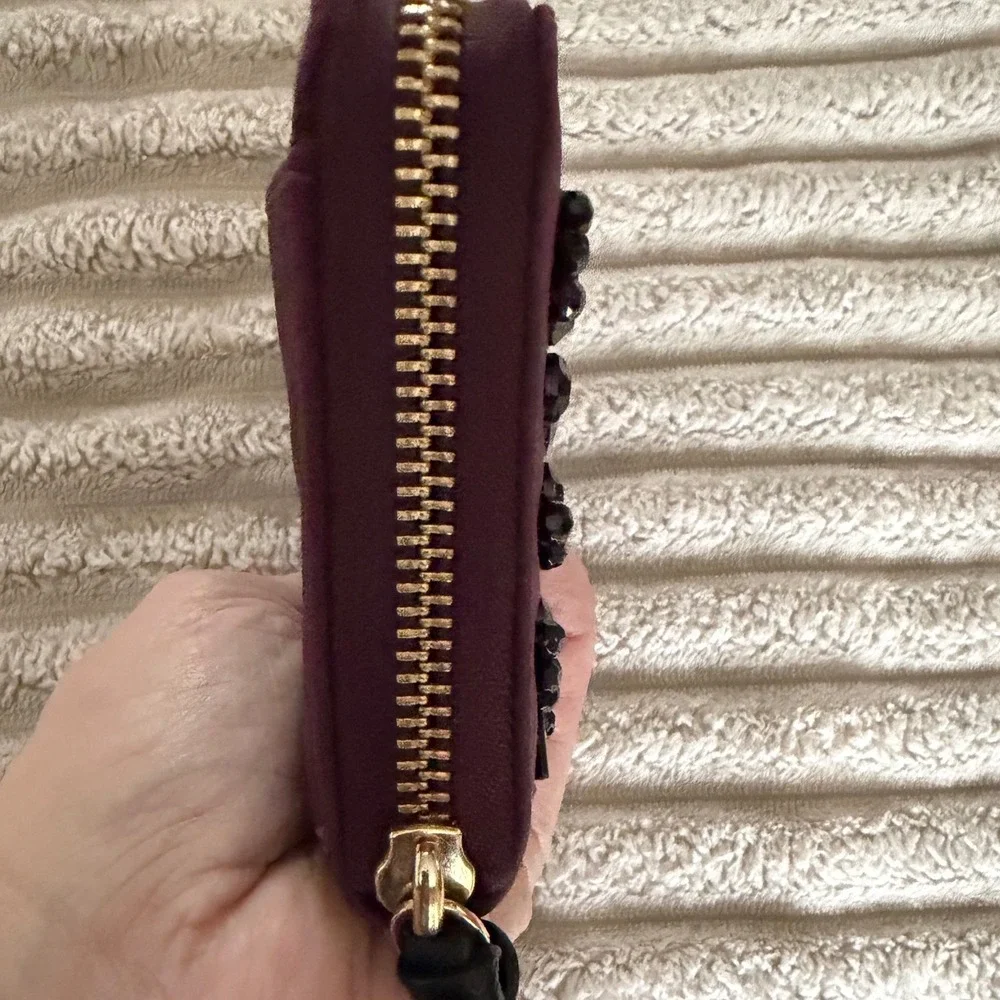 Kate Spade New York Wilson Road Embellished Wallet in deep‎ plum Jeweled